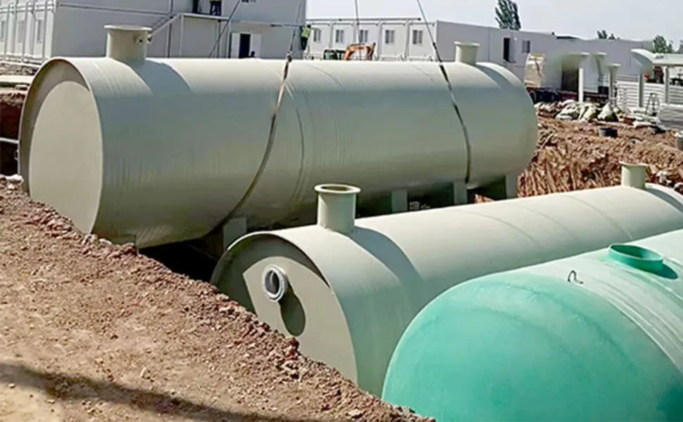 Buried package wastewater treatment plant tank