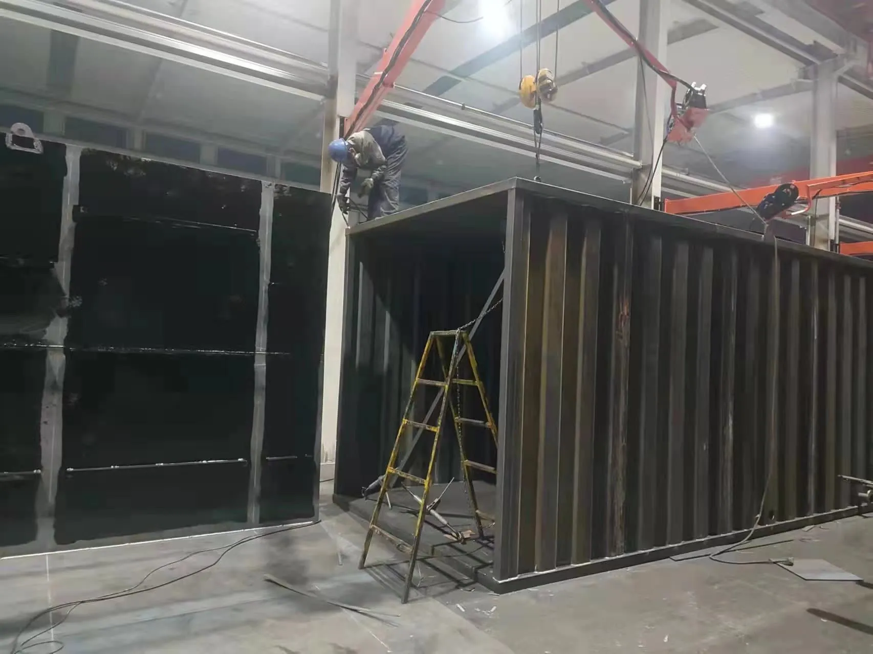 Containerized wastewater treatment equipment interior
