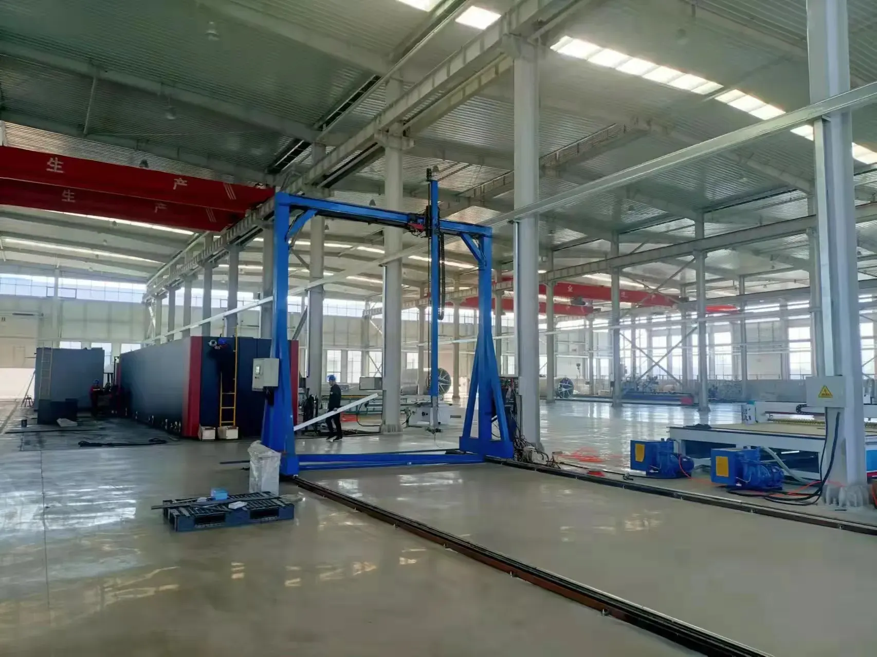 Dissolved air flotation system in wastewater equipment workshop