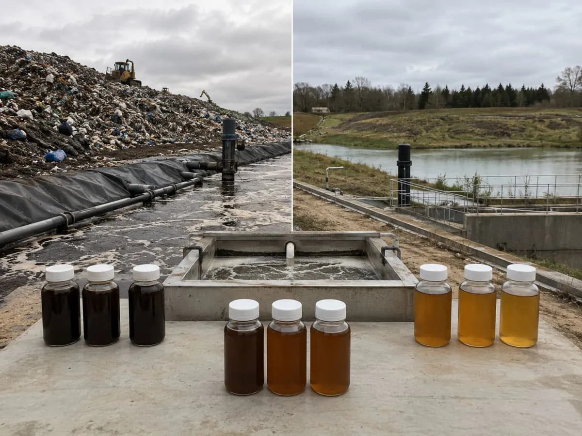 Landfill leachate source and equalization area