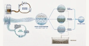 Resources 2 Scientific treatment map separating black liquor recovery and fiber recovery from wastewater characterization, conditional treatment responsibilities, discharge or reuse, and residuals