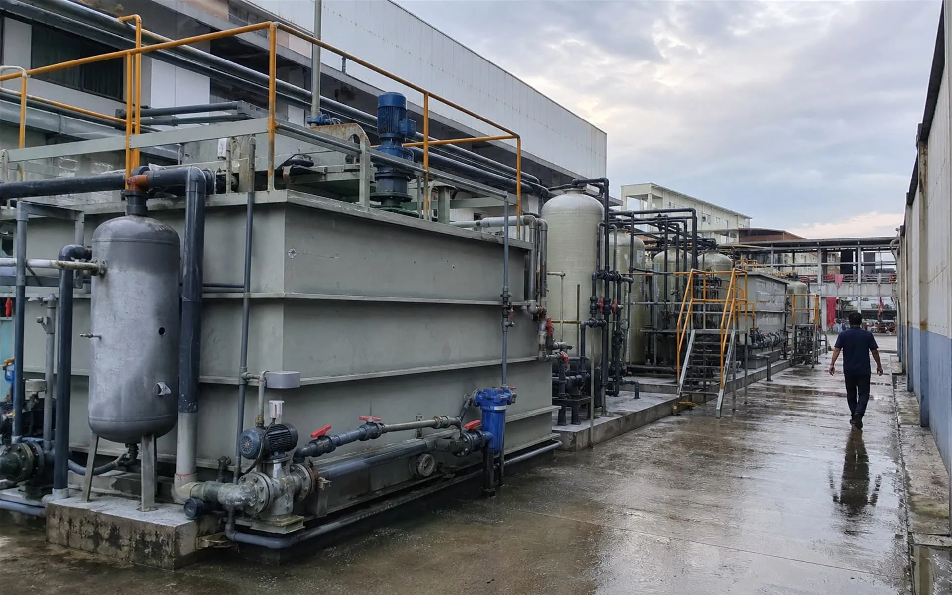 textile dyeing wastewater treatment equipment line at a factory