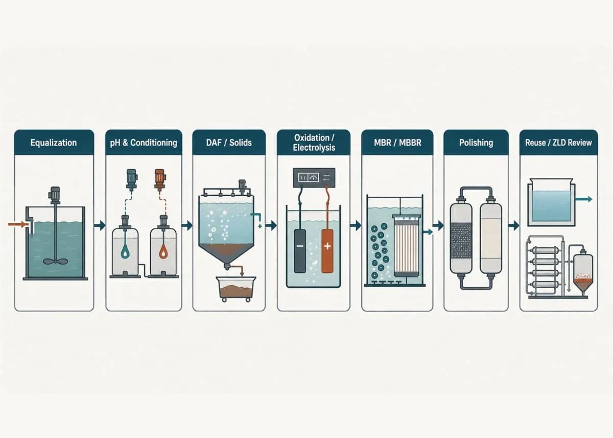 textile dyeing wastewater treatment process route horizontal diagram