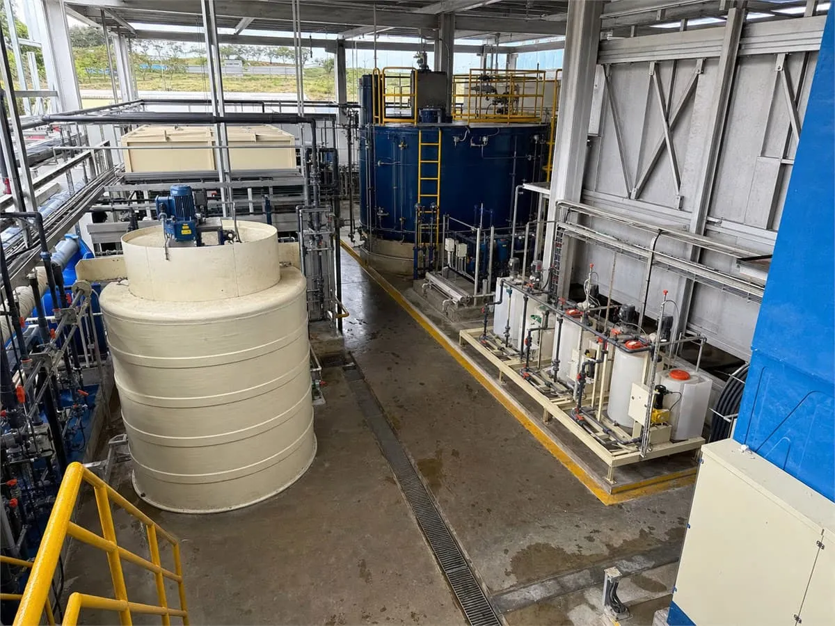 textile wastewater treatment material and equipment layout wide view
