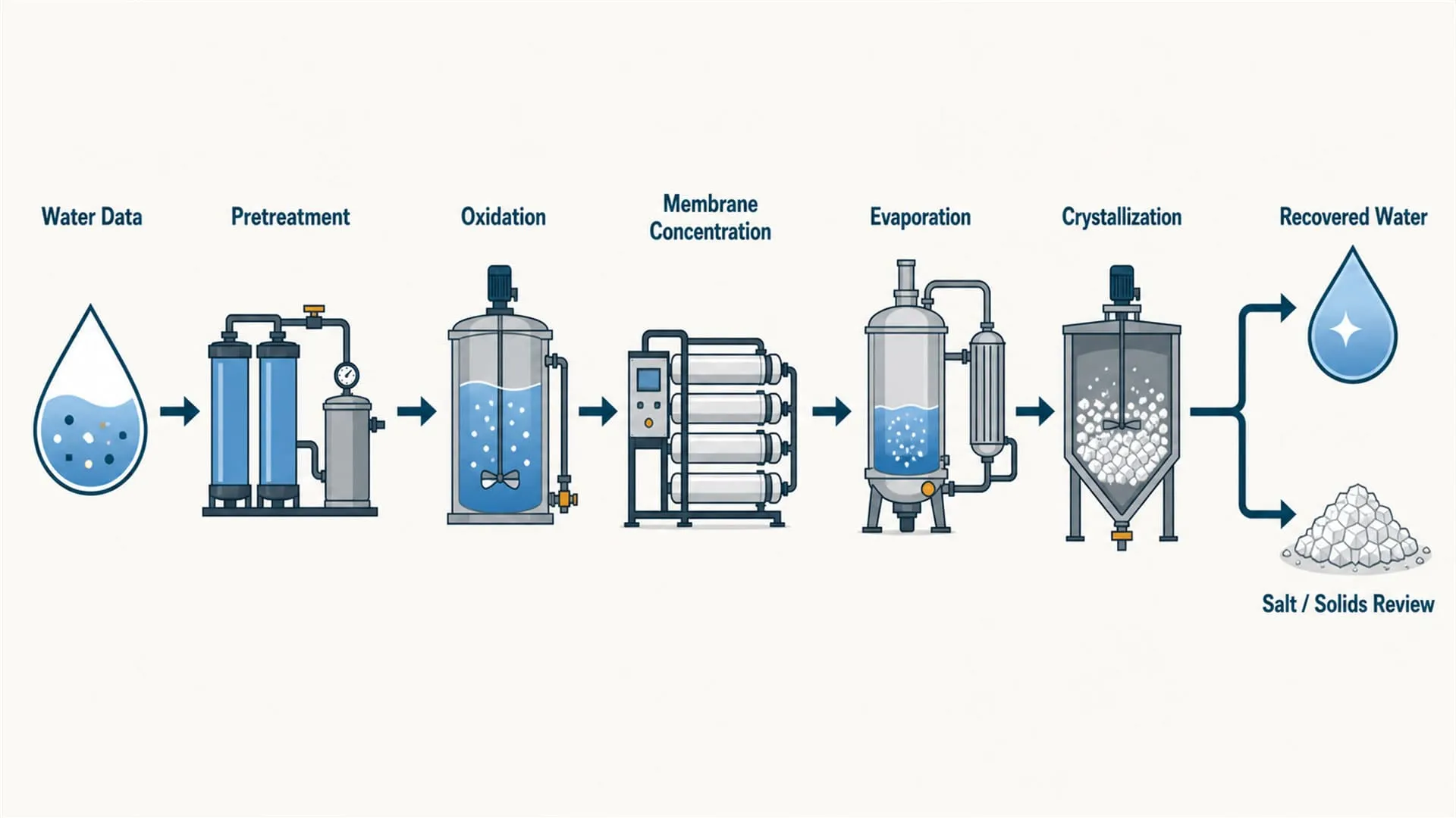zero liquid discharge process flow horizontal diagram